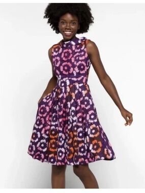 Busayo Ore Scoop Neck Mini Dress Purple Floral Fit And Flare